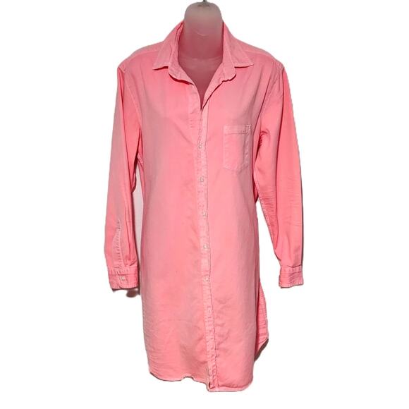 Frank & Eileen MARY 100% Cotton Famous Denim Shirtdress Dress in Hot Pink L $328 - Picture 4 of 13